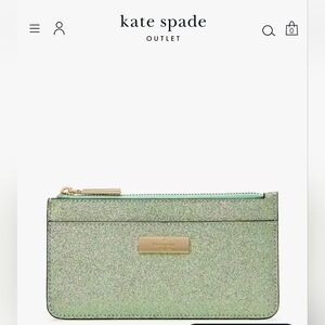 NWT Kate Spade Kenzie Glitter Large Slim Cardholder - boxed seawater ret $149